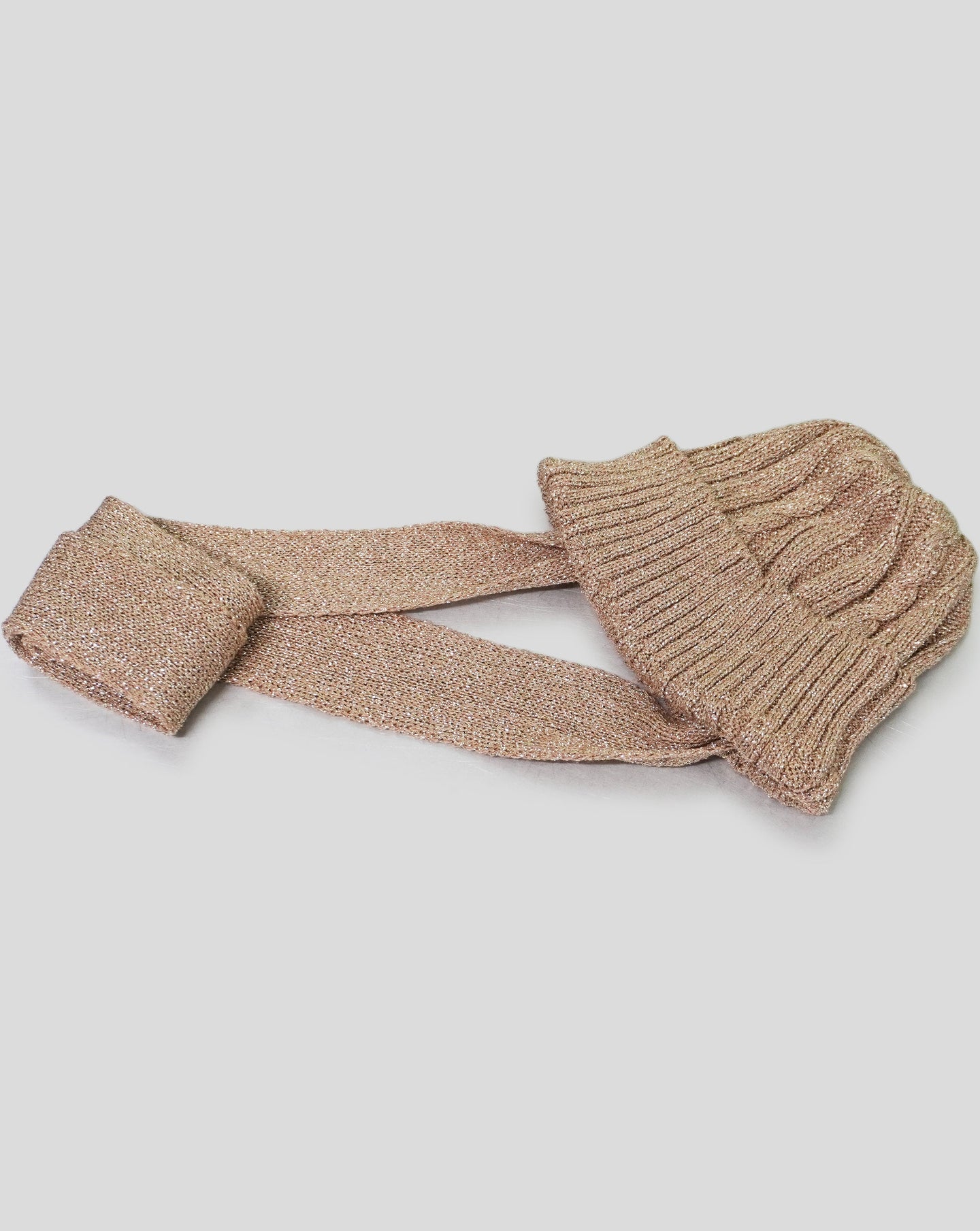 Gold Knit Beanie and Scarf